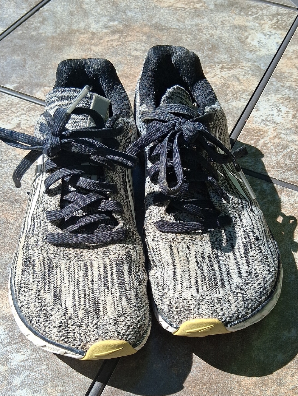 Neutral Knit Running Sneakers with Black Laces